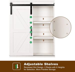 CF Sliding Barn Door Adjustable Shelf Wood Wall Storage Bathroom <strong>Cabinet</strong> Rustic 3-Tier <strong>Vintage</strong> <strong>Medicine</strong> <strong>Cabinet</strong> - Product Image 6
