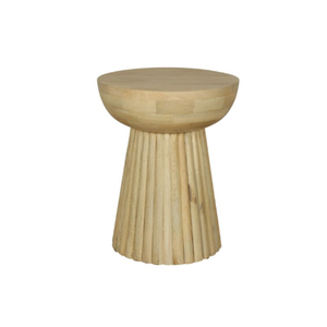 Table d'appoint élégante au design cannelé, fabriquée à la main, en bois de manguier massif durable, finition naturelle avec touche décorative pour intérieurs modernes - Product Image 5