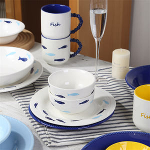 Serie Ocean su misura vetrate stoviglie hotel ristorante piatto ceramica set da pranzo all'ingrosso per la casa - Product Image 3