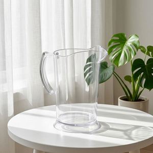 Carafe à bière personnalisée écologique, design classique, réservoirs d'eau en plastique durables, poignées de taille standard, capacité de 1,5 L, gobelets à jus en acrylique - Product Image 3