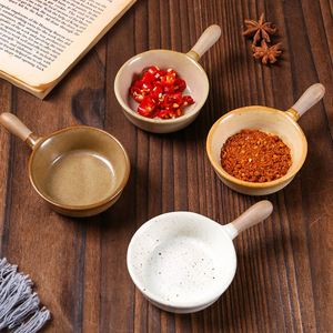 Japanese Rough Pottery Sauce Dish with Handle, <b>Ceramic</b> Dipping Dish for Soy Sauce Vinegar Chili Wasabi for Sushi Restaurant - Product Image 4