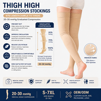 Chaussettes de compression mi-hautes en Spandex/Nylon à bout fermé, à pression graduée, respirantes, durables, soulagent la fatigue des jambes