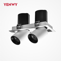 Spot encastré LED moderne à deux têtes 2*12W, orientable, anti-éblouissement, extensible