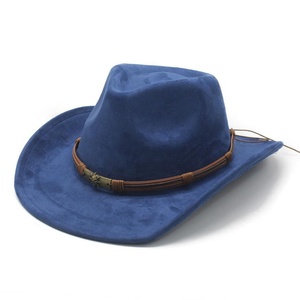 Nuevo Sombrero Vaquero Occidental con Borde Curvo de Gamuza para Hombre y Mujer, Sombrero de Viaje para Exteriores con Ala Enrollada, Estilo Étnico, Poliéster/Algodón, Cuatro Estaciones - Product Image 1