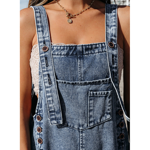 Deear-Lover จั๊มสูทเอี๊ยมผ้ายีนส์ขากว้างมีกระเป๋าแฟชั่นบูติกตะวันตกทันสมัย - Product Image 4