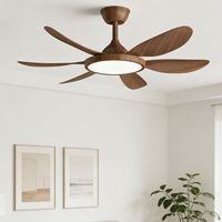 Ventilateur de plafond télécommandé avec lumière, 6 niveaux de vitesse, pales en plastique silencieuses, lampe LED de 45 pouces, intensité réglable, chambre à coucher, salon