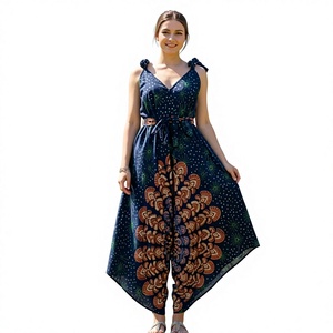 Mono largo de rayón con estampado de mandala para mujer, cuello en V, sexy, de alta calidad, suave, transpirable, estilo bohemio, étnico, cómodo, para fiesta, verano - Product Image 1