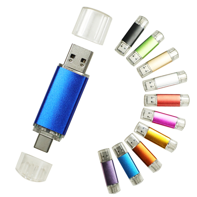 Most Popular Custom USB-C Flash Drive 2.0 Type C OTG USB Pendrive 8GB 16GB 32GB 64GB Pen Drive for Smartphones PC Tablets