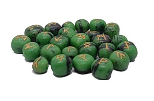 Conjunto de Runas de jade verde al por mayor, cristales curativos grabados estilo Feng Shui para adivinación, trabajo energético de Chakra y crecimiento espiritual - Product Image 2
