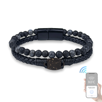 Bracelet NFC Coque de Noix de Coco en Cuir Boucle Magnétique sans Application Personnalisation 213 Cadeau NFC OEM/ODM Bracelet de Contrôle d'Accès Hôtelier