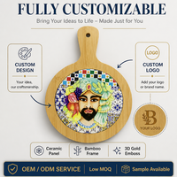Vente en gros OEM Plaque de cuisson en céramique 3D dorée en relief motif bambou 19x27cm, design personnalisé, résistante à la chaleur, dessous de plat, cadeau souvenir