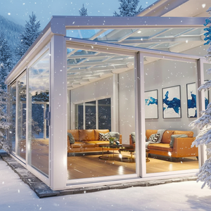 Yuantai Maison préfabriquée au design moderne, véranda en verre trempé vert, aluminium, inclinée, imperméable, gazebo <span class=keywords><strong>plat</strong></span>, villa extérieure - Product Image 5