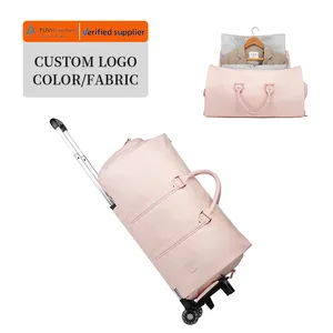 OEM Roller Duffle Bag Pink Travel Overnight Luggage Suitcase Carry on Weekender Duffel for Women