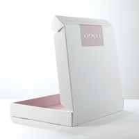 Boîte d'expédition pliable en carton ondulé personnalisée, recyclable, avec doublure rose bicolore, finition mate, pour vêtements, cadeaux, cosmétiques