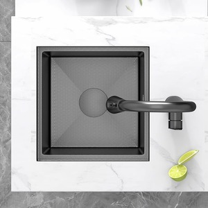 Fregadero Bajo Encimera de Acero Inoxidable Nano Negro Mate con Cubierta para Cocina y Bar - Product Image 4