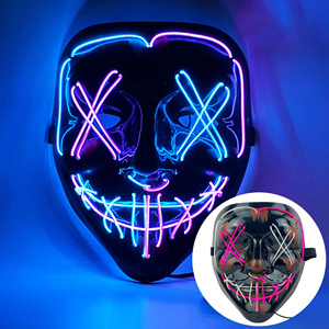 Máscara LED con Forma <span class=keywords><strong>de</strong></span> Fantasma para Halloween, Negra, <span class=keywords><strong>de</strong></span> Neón, <span class=keywords><strong>de</strong></span> PVC, con Cable EL, Brillante, para Cosplay y Fiestas Rave - Product Image 3