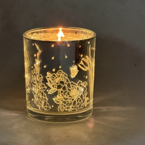 Vela Aromática <span class=keywords><strong>CHHC</strong></span> de Cera de Soya con Cristales y Aroma Frutal en Frasco Dorado Rosa para Acción de Gracias - Product Image 1