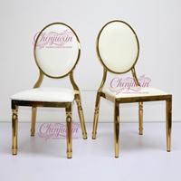 Chaises de banquet ovales en métal doré brillant électroplaqué, confortables, pour hôtels, restaurants et événements - Vente en gros usine