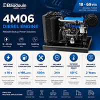 Moteur diesel industriel SCDC Baudouin série 6M16G 18-69 kVA 1500/1800 tr/min 4 cylindres en ligne 4 temps Tier 2 pour l'alimentation électrique