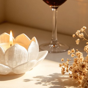Portacandele a forma di loto stampato in 3D con nappe, stampa Ganesha, vassoio per tealight, decorazione Diwali per soggiorno, studio di meditazione e yoga - Product Image 3