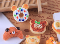 Mini ours en forme de poisson, beignets, pain, pizza, croissant, nourriture miniature, décoration, décoration de gâteaux mignons, fournitures de cupcakes en gros