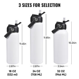 Bouteille d'eau isotherme en acier inoxydable de 18 oz avec couvercle à paille, sans BPA, anti-fuite, garde le froid 24h et le chaud 12h pour la randonnée, le camping et les voyages - Product Image 6