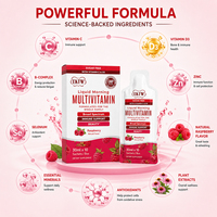 Boisson multivitaminée liquide OKTW pour le matin avec vitamine C D3, saveur framboise, contribue à maintenir des barrières immunitaires saines, complément alimentaire