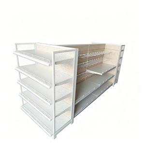 Étagère de présentation double face en métal durable pour supermarché, capacité de charge élevée, étagère de vente au détail, support de présentation avec revêtement en poudre - Product Image 3