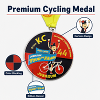 Medalla Deportiva Personalizada de Ciclismo con Diseño 2D/3D, Borde Plateado Esmaltado, para Eventos de Ciclismo, Premio Deportivo, Aleación de Zinc, Cinta