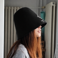 Casquette de bain en feutre noir doux avec logo brodé personnalisé, unisexe, pour hammam, spa, protection contre la chaleur, chapeau de sauna en feutre de laine