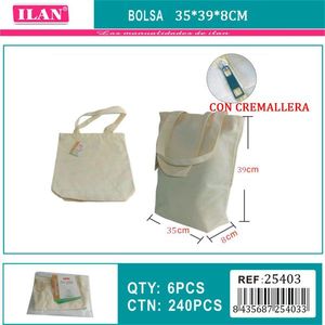 Sac en tissu Ilan 35x39x8 cm avec fermeture éclair pour le shopping - Product Image 1