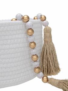 พวงมาลัยลูกปัดไม้สีขาวทองประณีต ขนาด 85 ซม. เส้นผ่านศูนย์กลาง 16 มม. ทำด้วยมือ สไตล์ฟาร์มเฮาส์ สำหรับตกแต่งแจกันคริสต์มาส ของตกแต่งบ้าน - Product Image 6