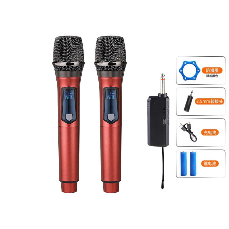 Micrófono inalámbrico profesional uno-dos - Rojo