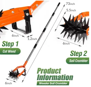 Có thể điều chỉnh 2-trong-1 Thép không gỉ cực vườn tay tiller vườn weeder và đất trồng ROTARY tu công cụ