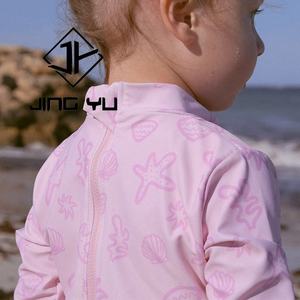 Maillot de bain personnalisé pour enfants, manches longues hawaïennes, protection UPF50+, bikini deux pièces imprimé en nylon recyclé pour filles - Product Image 5