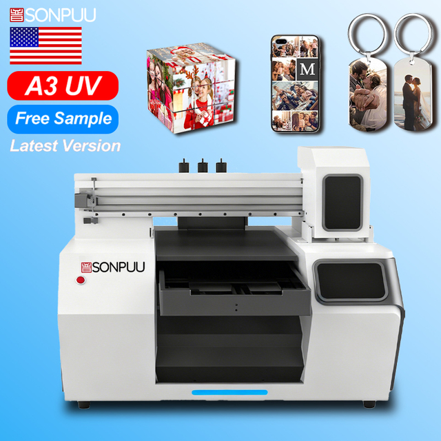 New A3 UV Printer UV Inkjet Printer DTF Flatbed Printer with Epson Print Head for Keychain Golf Ball Phone Case Badge Glass Pen