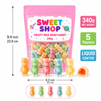 Bonbons Gommeux en Forme d'Ours 340g Sachet 5 Saveurs Remplis de Confiture Liquide Bonbons en Forme d'Animaux 3D à Mâcher en Bouteille