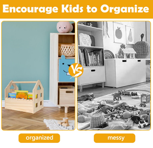 Estantería de Madera con Forma de Casa para Cuarto de Niños, Librería Pequeña para Bebés, Librería Montessori de Doble Cara con Diseño Festoneado para Niños de 1 a 5 Años - Product Image 5