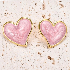 Boucles d'oreilles tendance en forme de grand cœur pour femme et fille, minimalistes, en acier inoxydable émaillé vert et noir, bijoux esthétiques - Product Image 3
