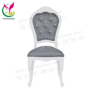 Antique Louis XV <strong>Chair</strong> for King White Wood-Looking <strong>Dining</strong> <strong>Chair</strong> <strong>Blue</strong> Tufted Velvet Aluminum Button for Outdoor Hotels Schools - Product Image 1