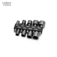 FEIDA Kit soket sekrup Impact, mata bor obeng listrik baja 5 mm-13 mm 9 buah dapat disesuaikan