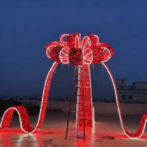 Grande Decorazione Natalizia da Esterno, Illuminazione Commerciale Decorativa, Fiocco Gigante LED Rosso Luminoso <span class=keywords><strong>per</strong></span> Ingresso - Product Image 1