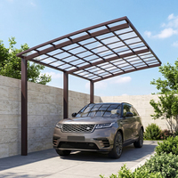 Abri de voiture en aluminium personnalisé avec toit en polycarbonate cintrée pour grossistes, usage résidentiel en allée, structure robuste et durable