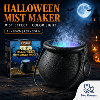 Brumisateur en plastique réutilisable 12V avec 6 lumières LED colorées, mini-générateur de brouillard pour fête en plein air, maison hantée, décoration de table