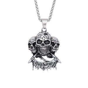 yunnique Pendentif Crâne en Acier Inoxydable pour Homme, Collier Punk, Chaîne en Acier Titane, Bijoux de Mode, Design Discharge - Product Image 5