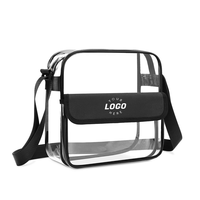 Sac bandoulière transparent en PVC style japonais preppy pour femme, approuvé pour les stades, avec chaînes et pochette à rabat