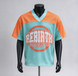 เสื้อยืดโอเวอร์ไซส์แบบสั่งทำพิเศษ พิมพ์ลายสกรีน แห้งเร็ว คอวี แขนสั้นแบบริบ เสื้อเจอร์ซีย์ฟุตบอลตาข่ายเล็กสำหรับผู้ชาย - Product Image 4