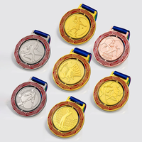 Médaille de course personnalisée pas chère avec logo 3D doré, médaille de marathon, médaille de course à pied en métal, médailles de sport personnalisées pour le football avec ruban