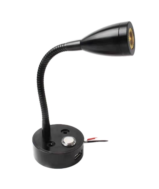 Genuine Marine RV Boat 12V LED Bedside Reading Light Wall Lighting With Gooseneck for Ship Yacht