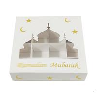 Eid Mubarak Ramadan personnalisé Chocolat Bonbons Cookie Pack Boîte Biscuit Boîte Gâteau Emballage Boîtes de l'Avent Avec 16 Grilles Diviseurs